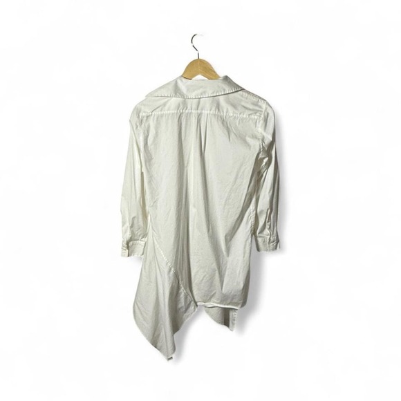 Zara Woman - Asymmetrical Shirt Dress - Women's XS White Long Sleeve, Draped Hem - Picture 2 of 3
